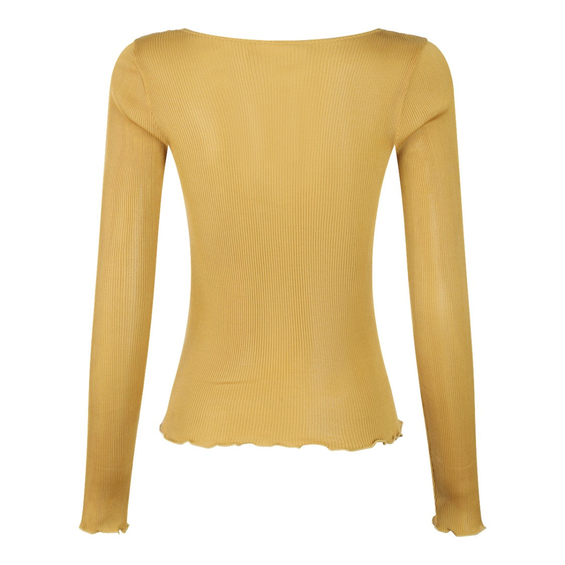 Saint Laurent Saffron Yellow Ribbed Silk Top