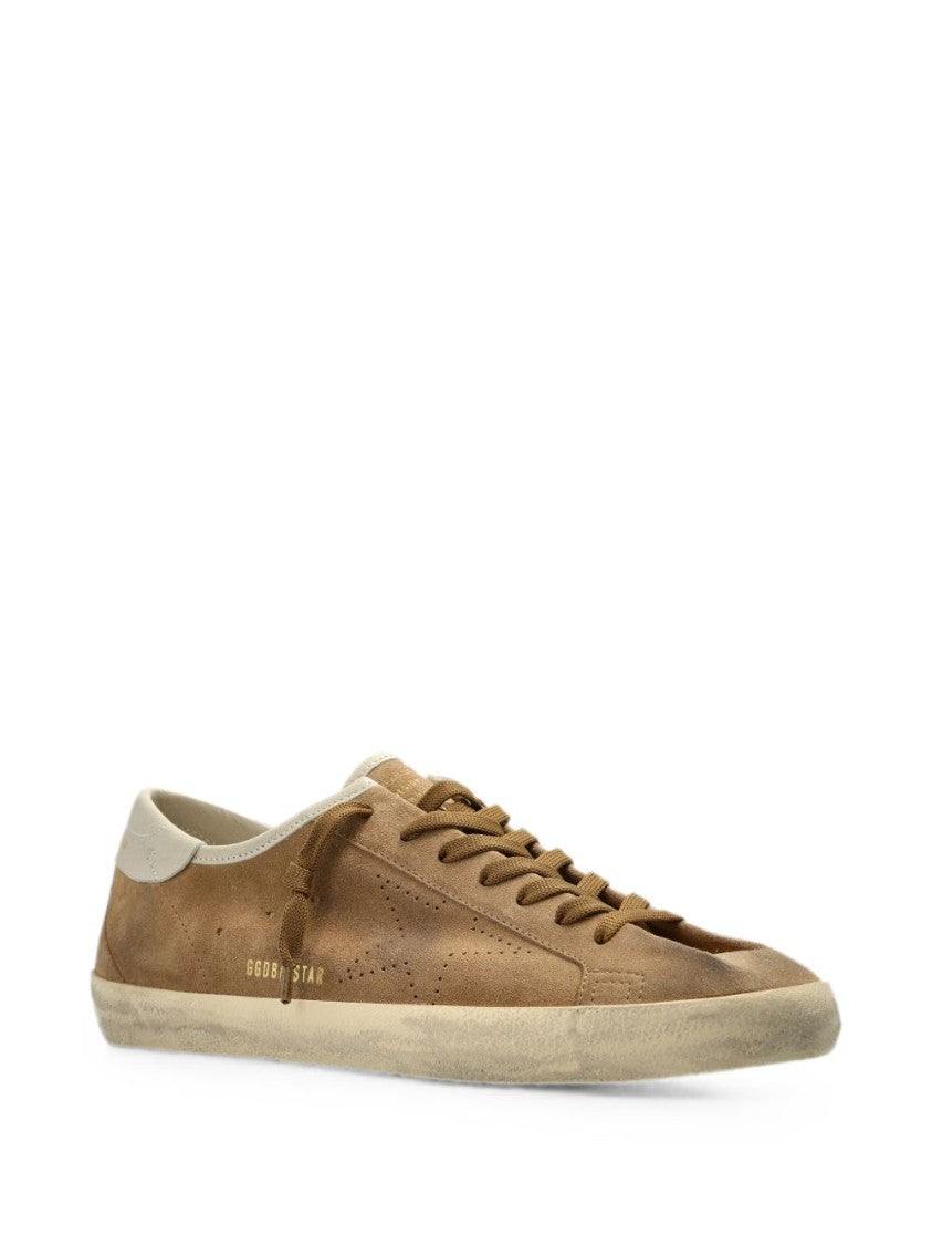 Golden Goose Distressed Brown Suede Perforated Star Sneakers