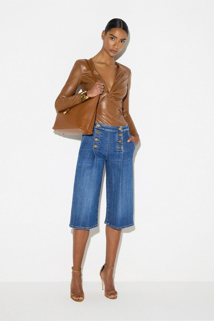 Elisabetta Franchi Brown Polyester Wrap Bodysuit
