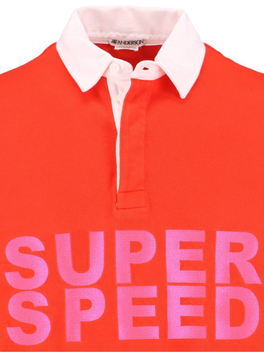 J. W. Anderson Red Super Speed Print Rugby Shirt