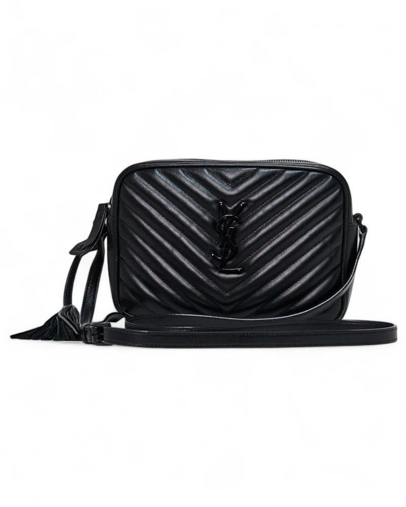 Saint Laurent Lou Quilted Camera Bag In Black