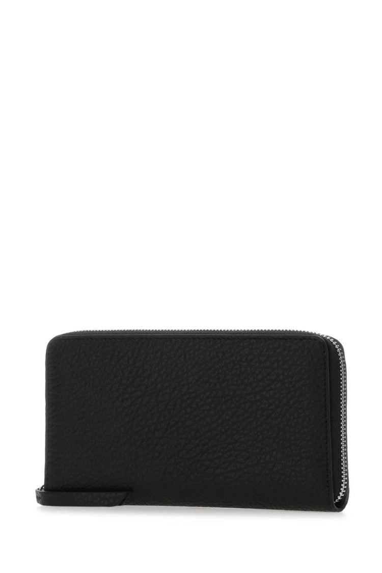Maison Margiela Textured Black Leather Zip-Around Wallet With Minimalist Design