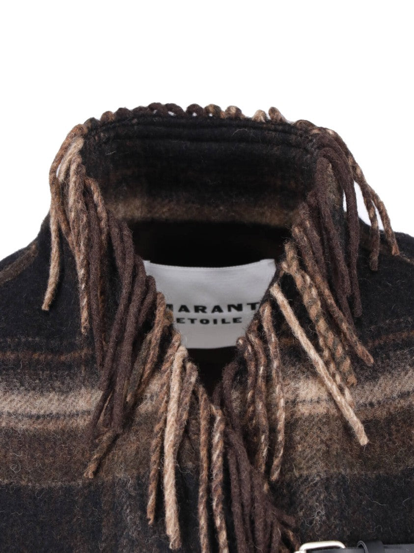 Isabel Marant Étoile Fringe Detail Wool Blend Gilet With Buckle Closure