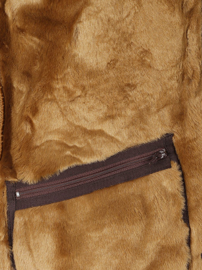 Barbour Beige Fleece Vest With Zippered Pockets And Side Vents
