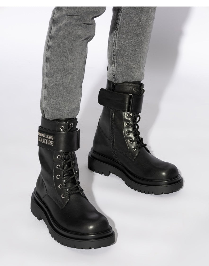 Versace Drew Logo Combat Boots