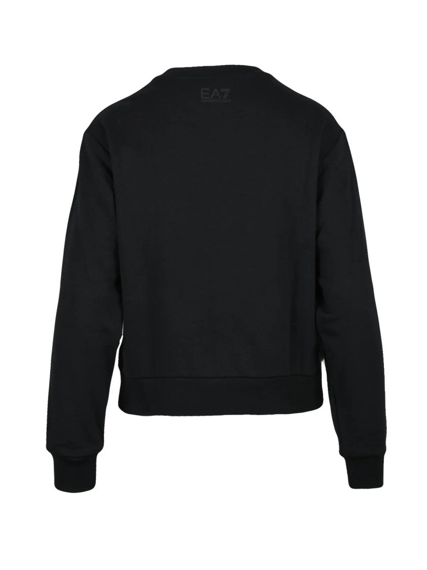 Ea7 Emporio Armani Crew Neck Sweatshirt With Rhinestone Logo Detail