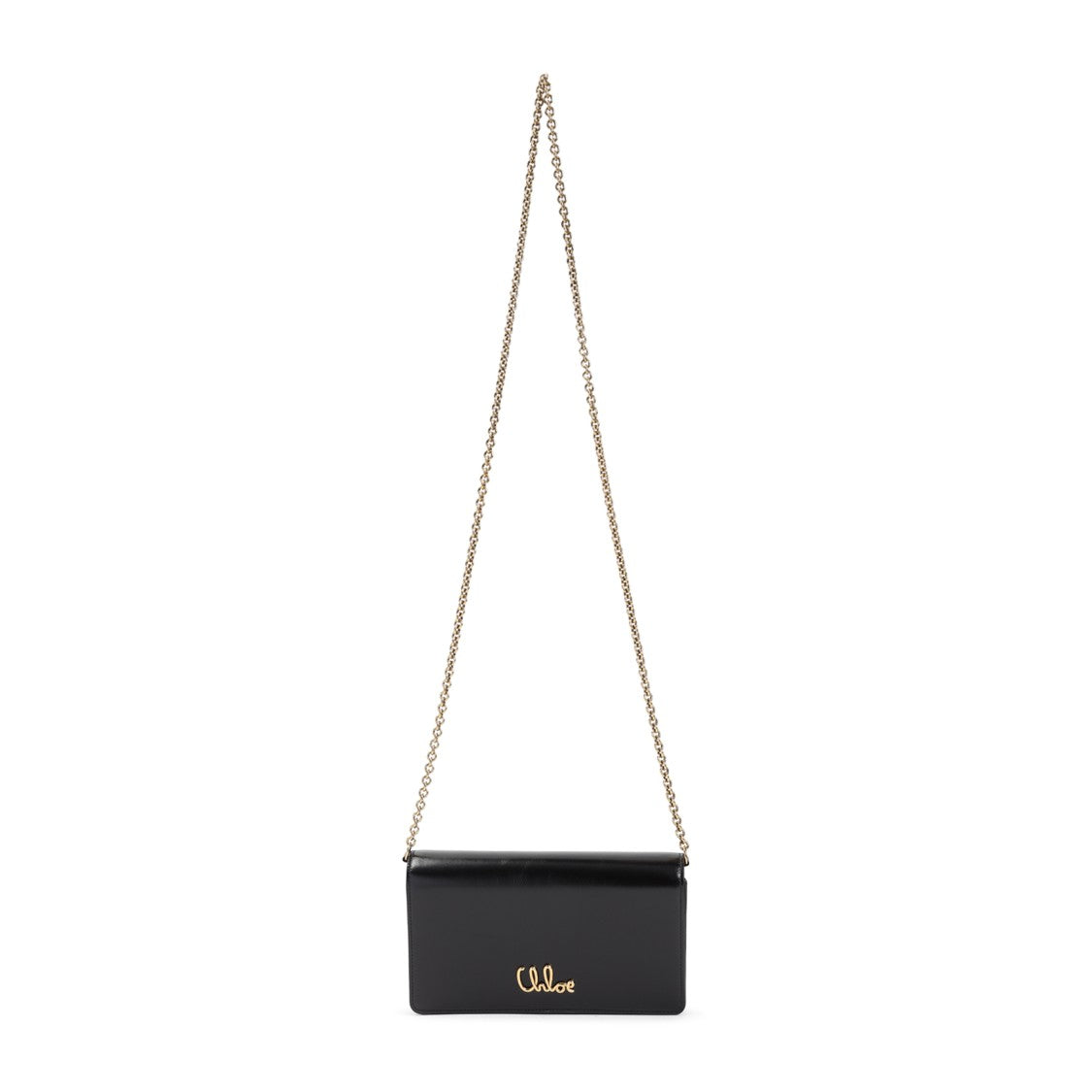 Chloé Black Calf Leather Iconic Chain Wallet