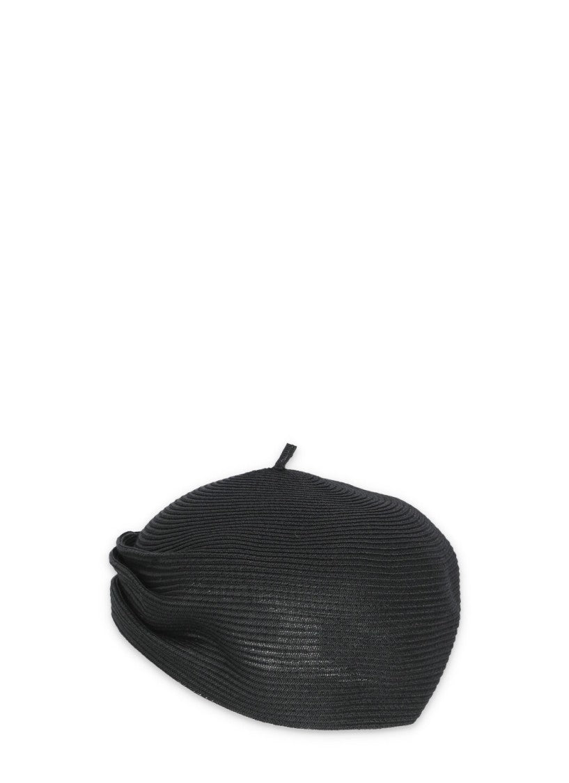 Y's Black Raffia Hat