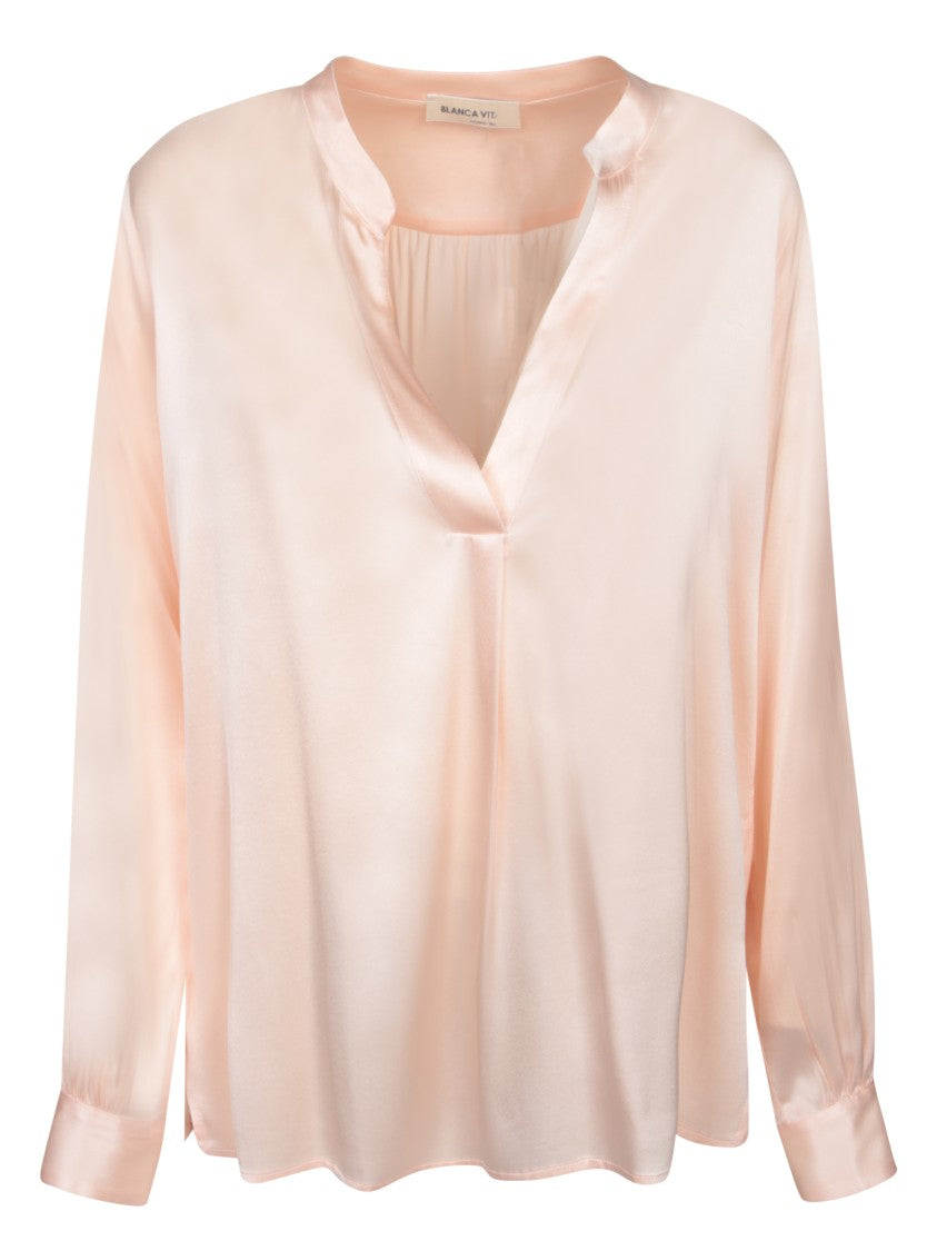 Blanca Vita Silk Blend Top With Flattering Fit And Flowing Silhouette