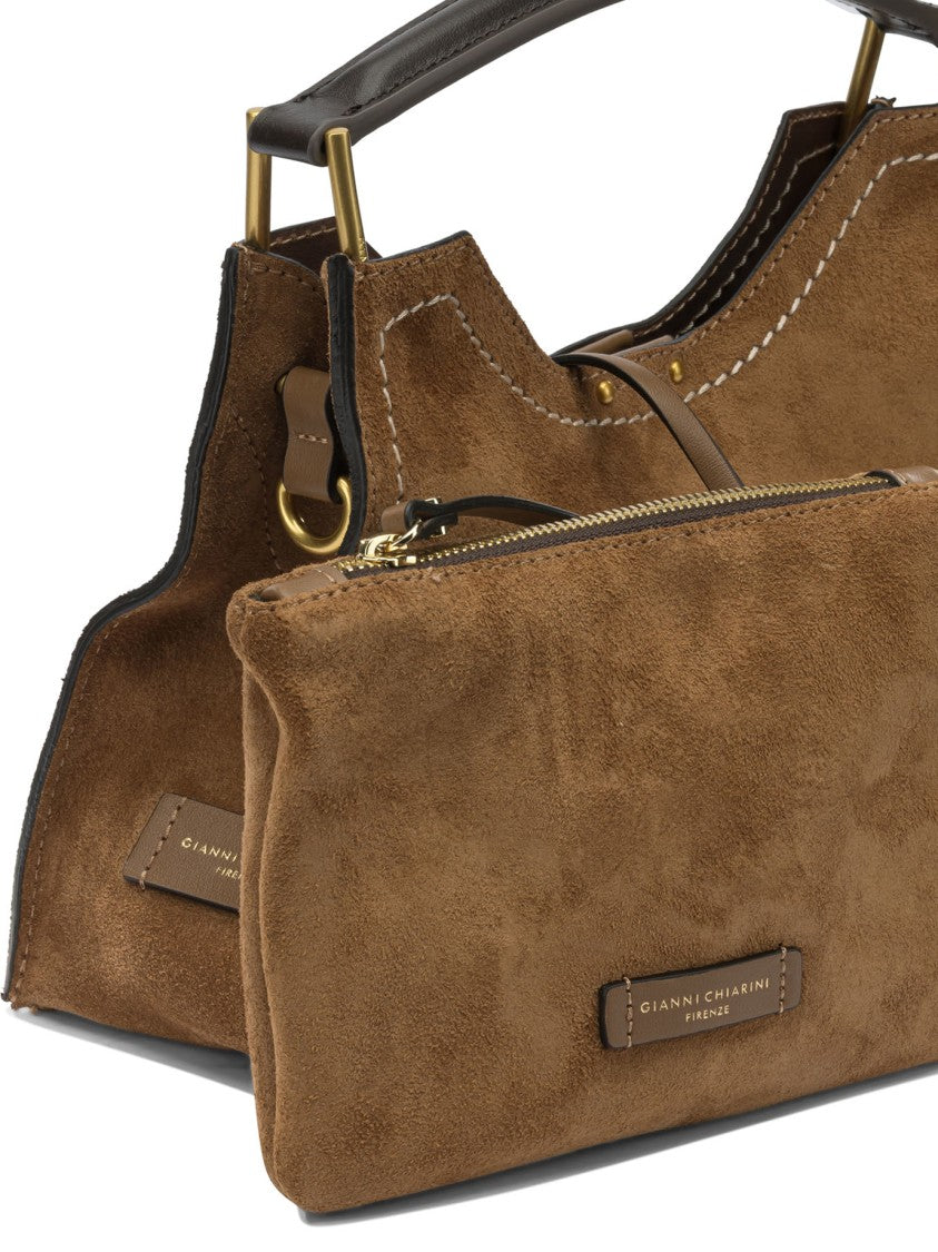 Gianni Chiarini Structured Suede Shoulder Bag With Detachable Strap