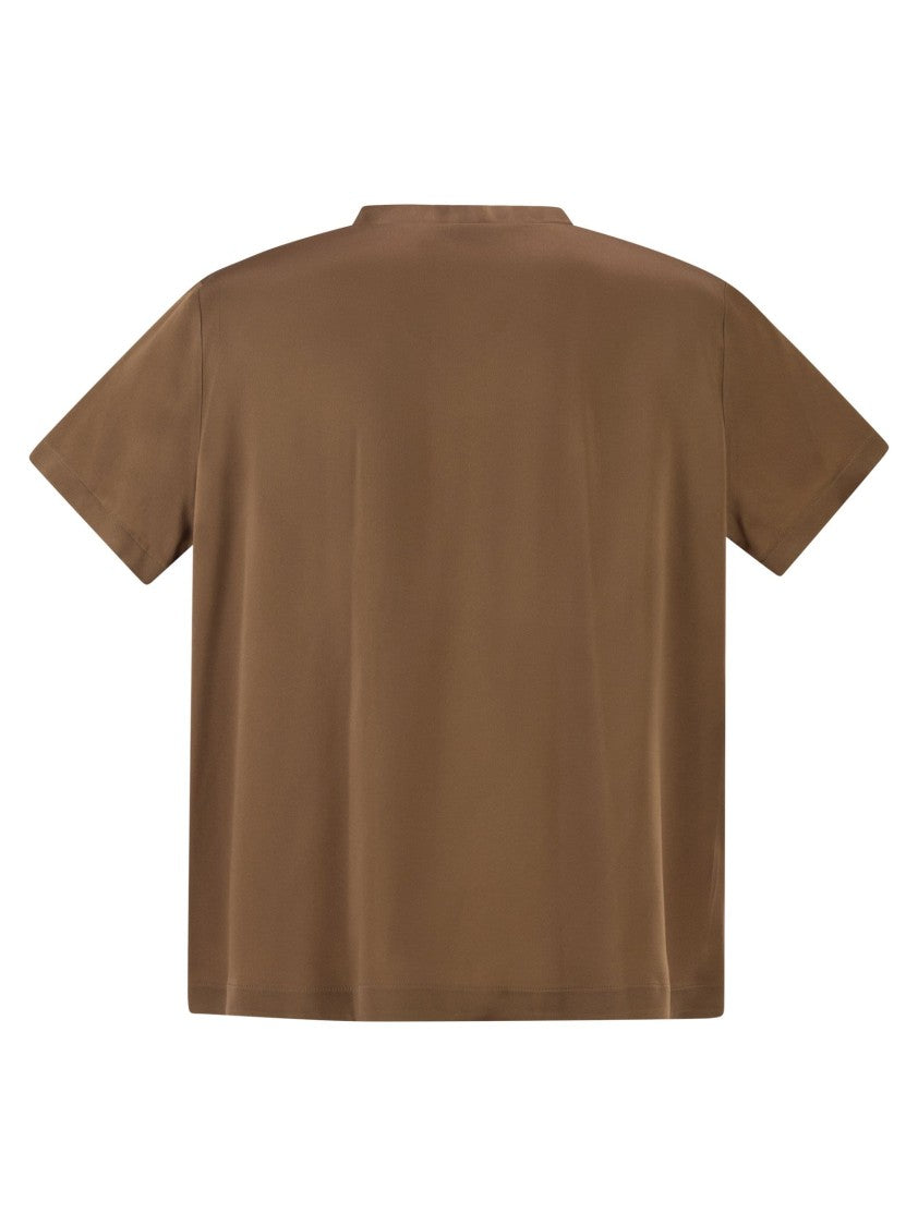 Fabiana Filippi V-Neck Satin Top With Elegant Pocket