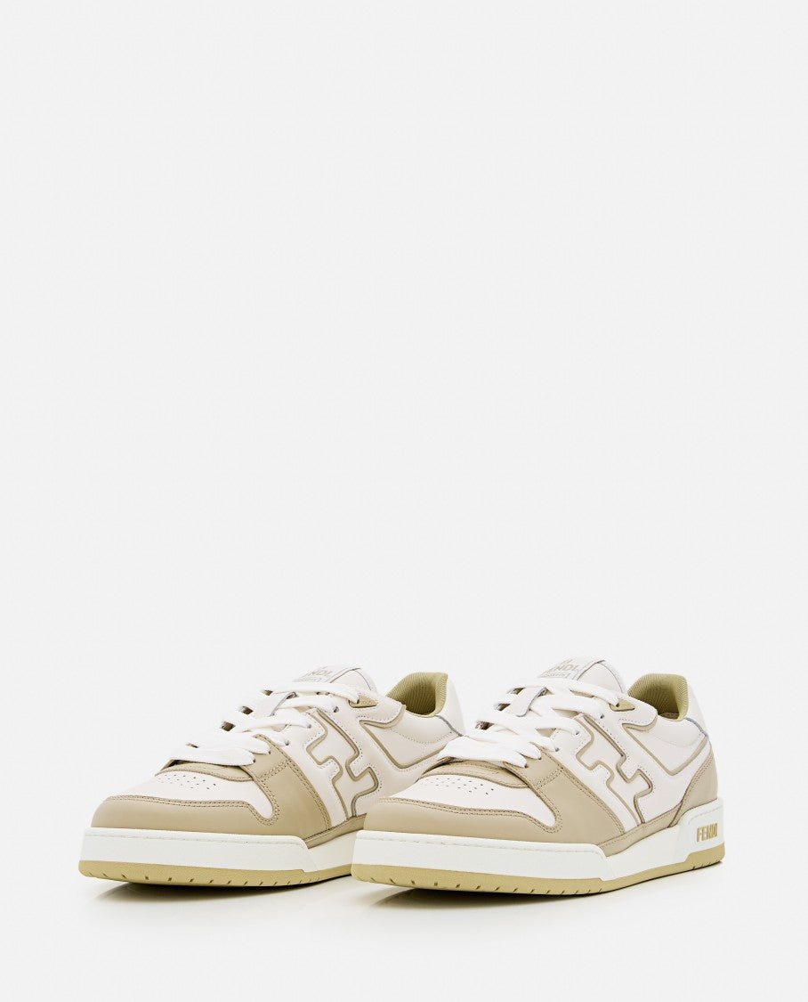 Fendi Calf Leather Sneakers With Side Logo And Rubber Sole
