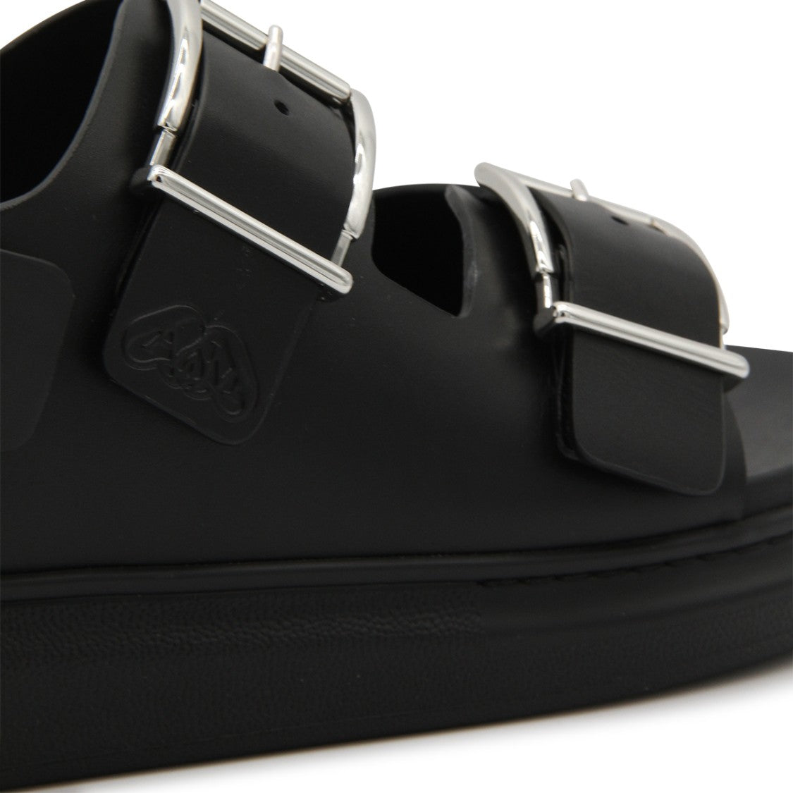 Alexander Mcqueen Black Leather Double-Strap Design Sandals