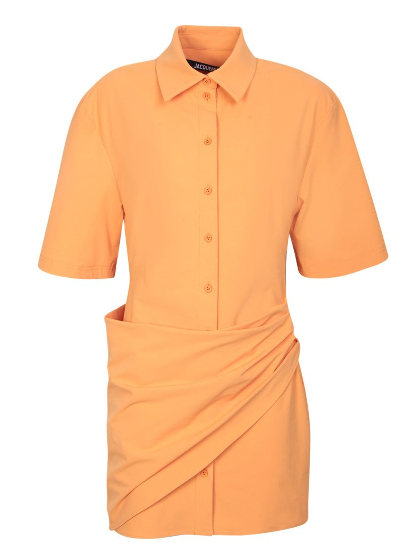Jacquemus Draped Design Orange Dress