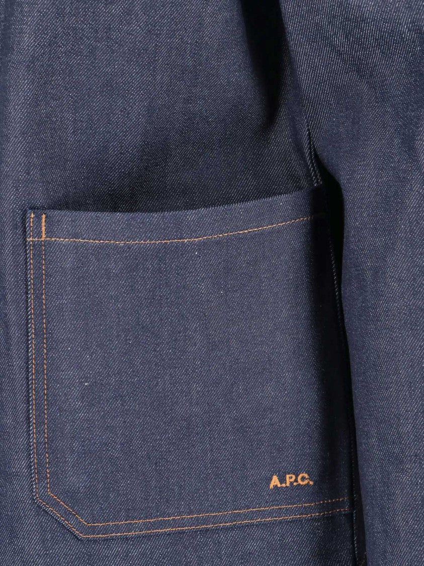 A.P.C. Classic Blue Denim Jacket With Curved Hem