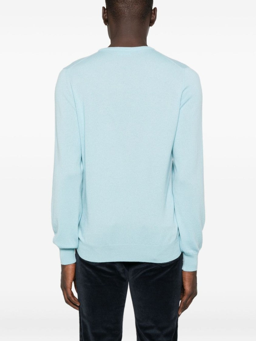 Gran Sasso Light Blue Crewneck Sweater With Ribbed Cuffs
