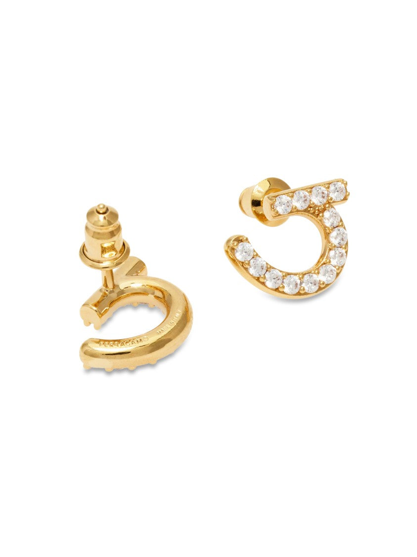 Ferragamo Curved Gold-Tone Earrings With Crystal Accents