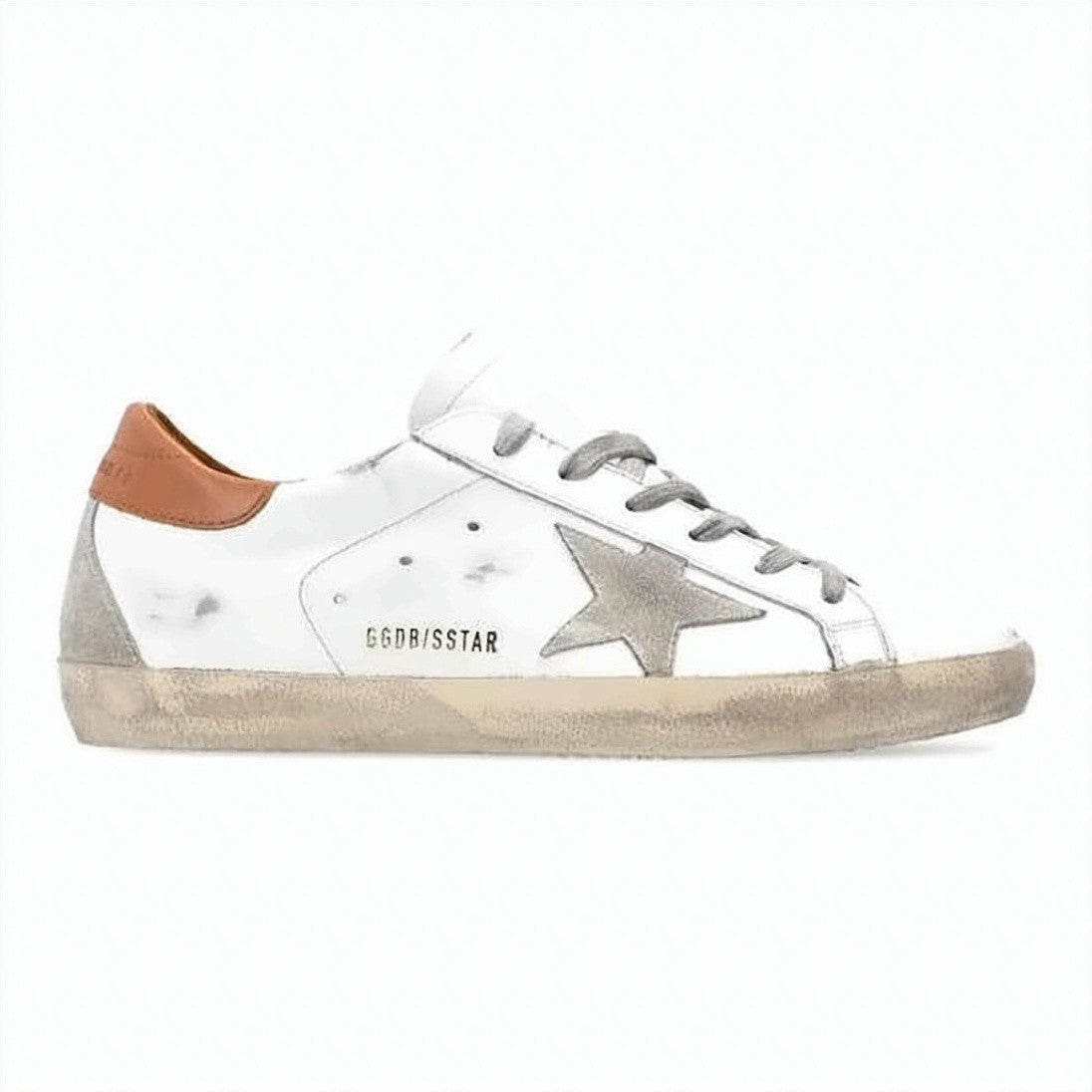 Golden Goose Distressed White Leather Low-Top Sneakers