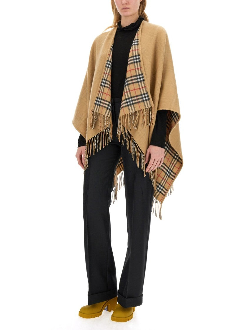 Burberry Mantella Reversibile In Lana Check