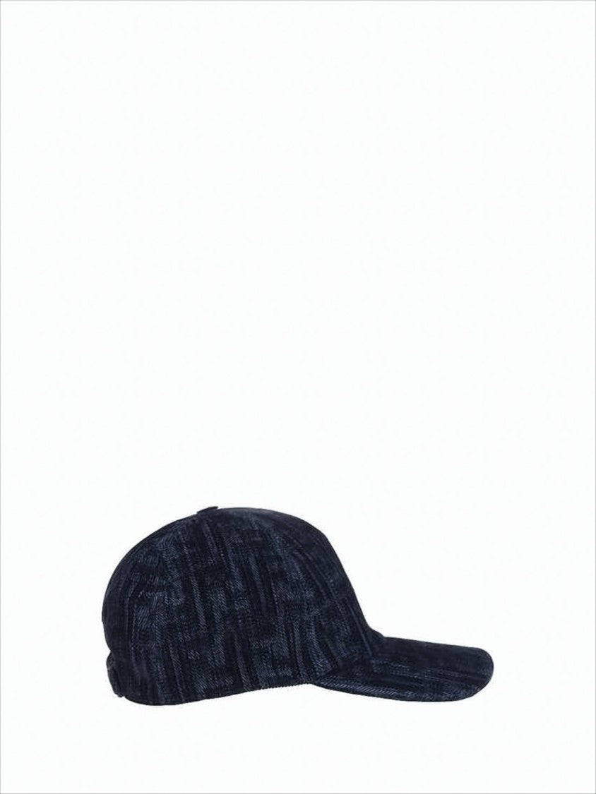 Fendi Structured Black Baseball Cap With Geometric Pattern