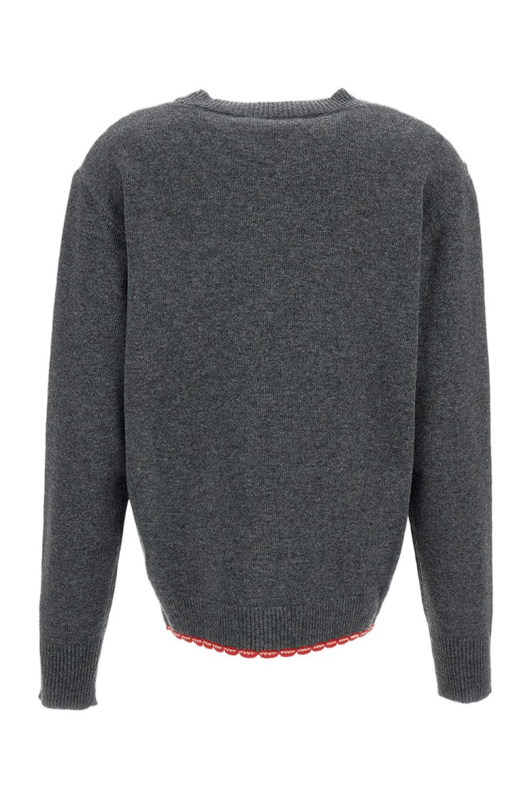 Stella Mccartney Grey Crochet Heart Virgin Wool Sweater
