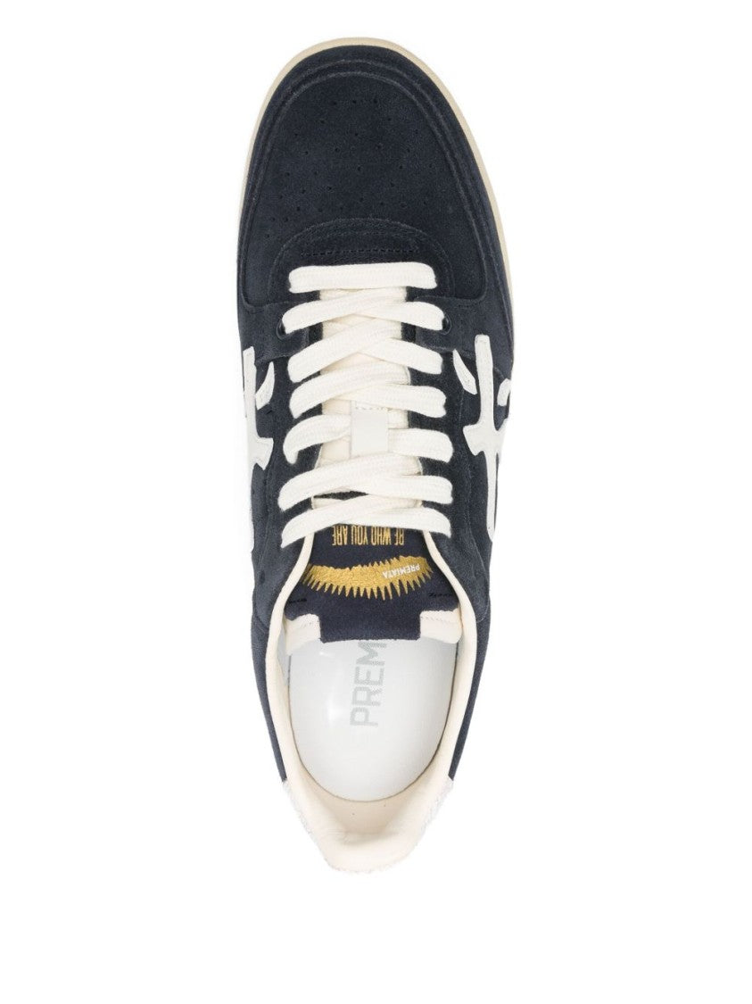 Premiata Navy Blue Low-Top Sneakers With Distinctive Logo