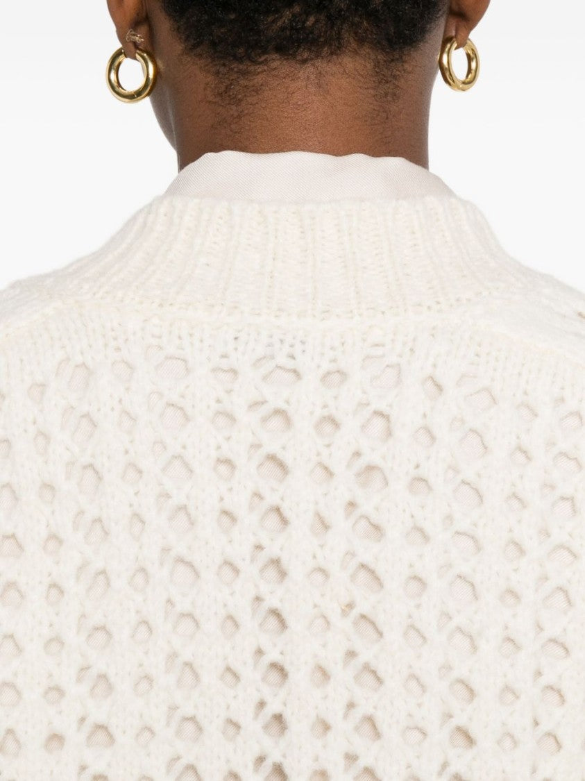 Peserico Airy White Knit Sweater With V-Neckline