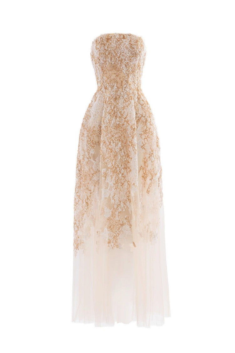 Saiid Kobeisy Embroidered Strapless Dress