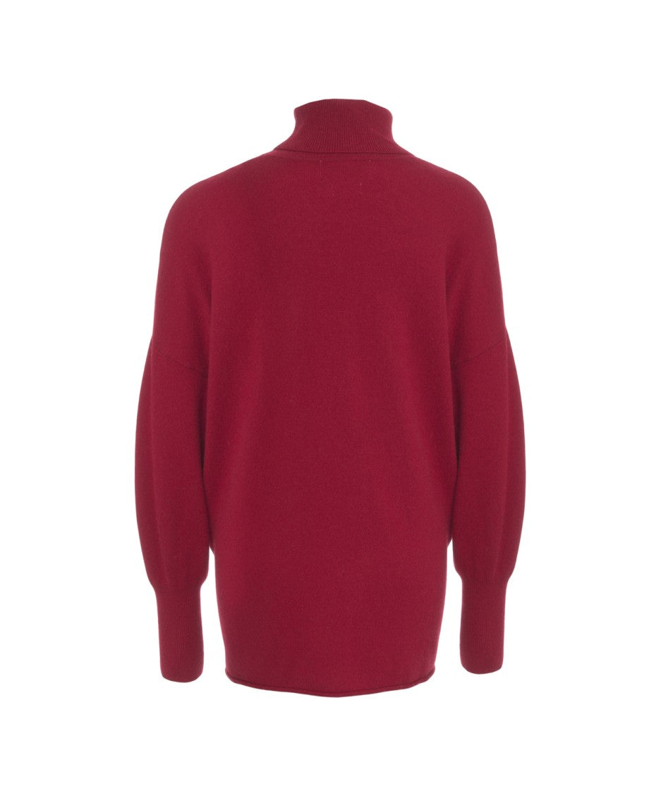 Crush High-Neck Cashmere Sweater With Ribbed Cuffs