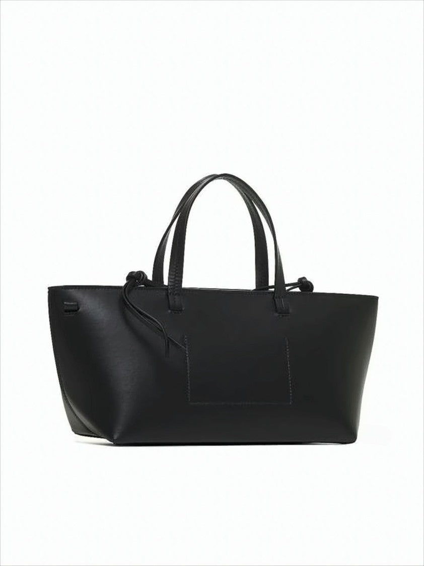 Jil Sander Structured Calf Leather Tote Bag With Zippered Compartment