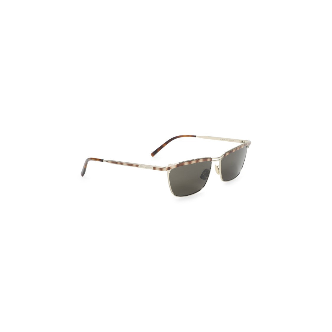 Saint Laurent Rectangular Metallic Sunglasses With Tortoiseshell Accents