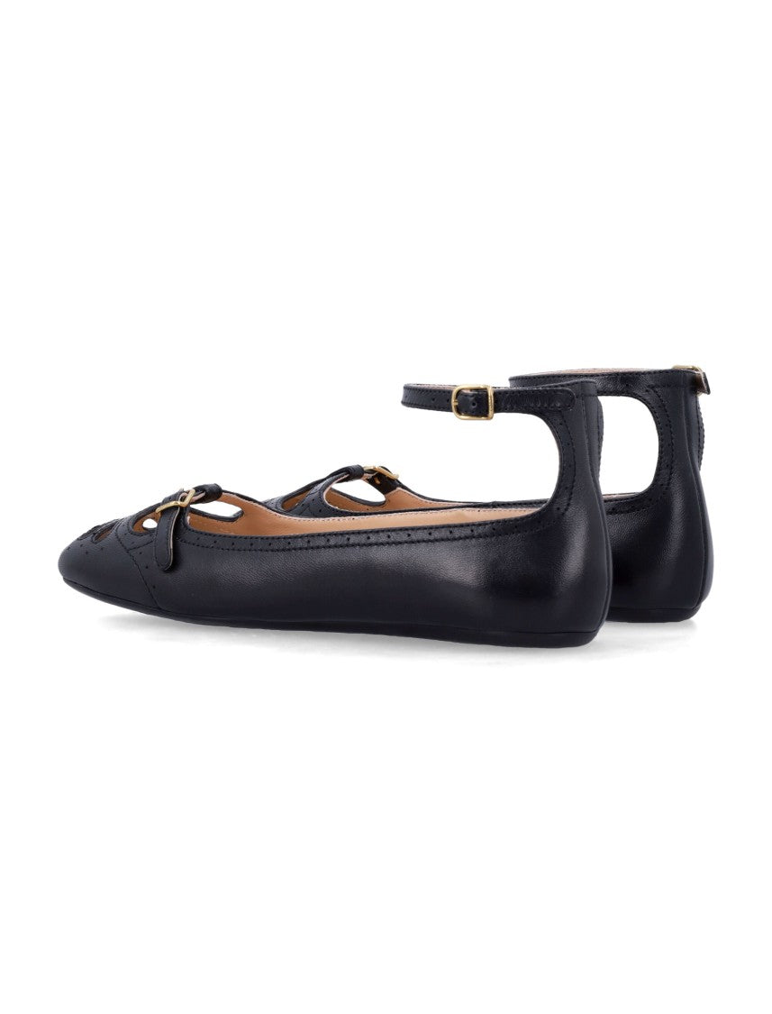 Chloé Misty Round Toe Leather Ballerina Flats