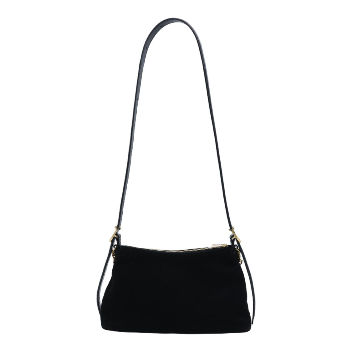 Zadig & Voltaire Smooth Rectangular Black Shoulder Bag With Gold Chain Detail