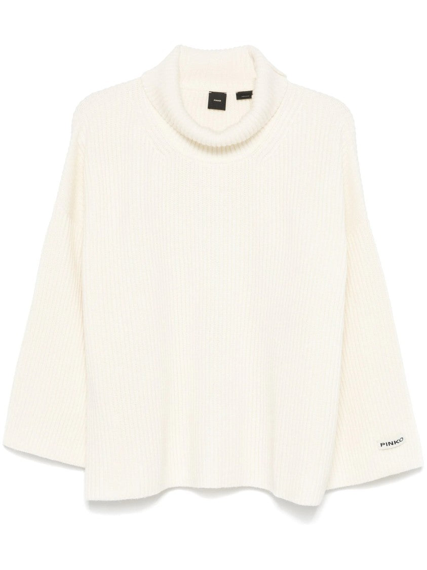 Pinko Relaxed Fit Ribbed Turtleneck Sweater