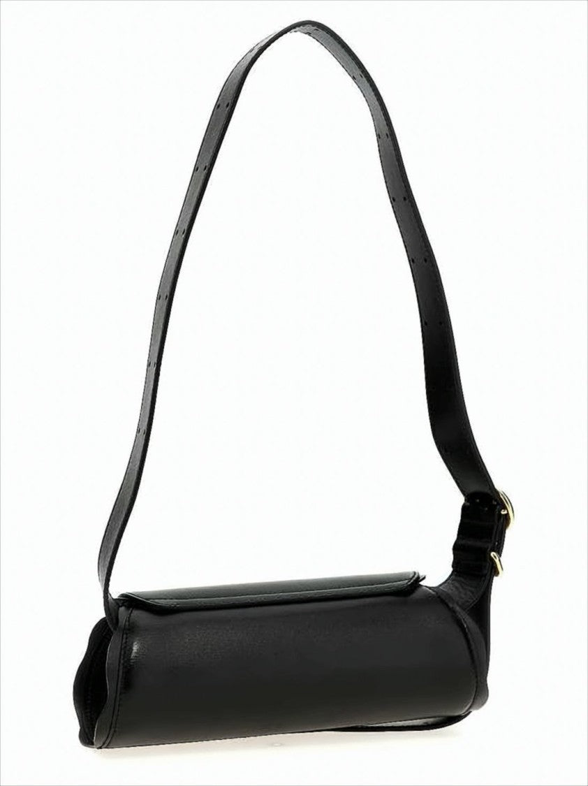 Jil Sander Cylindrical Black Calf Leather Shoulder Bag