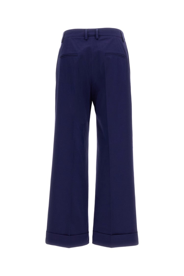Alberto Biani Blue Wide-Leg Pressed Crease Pants
