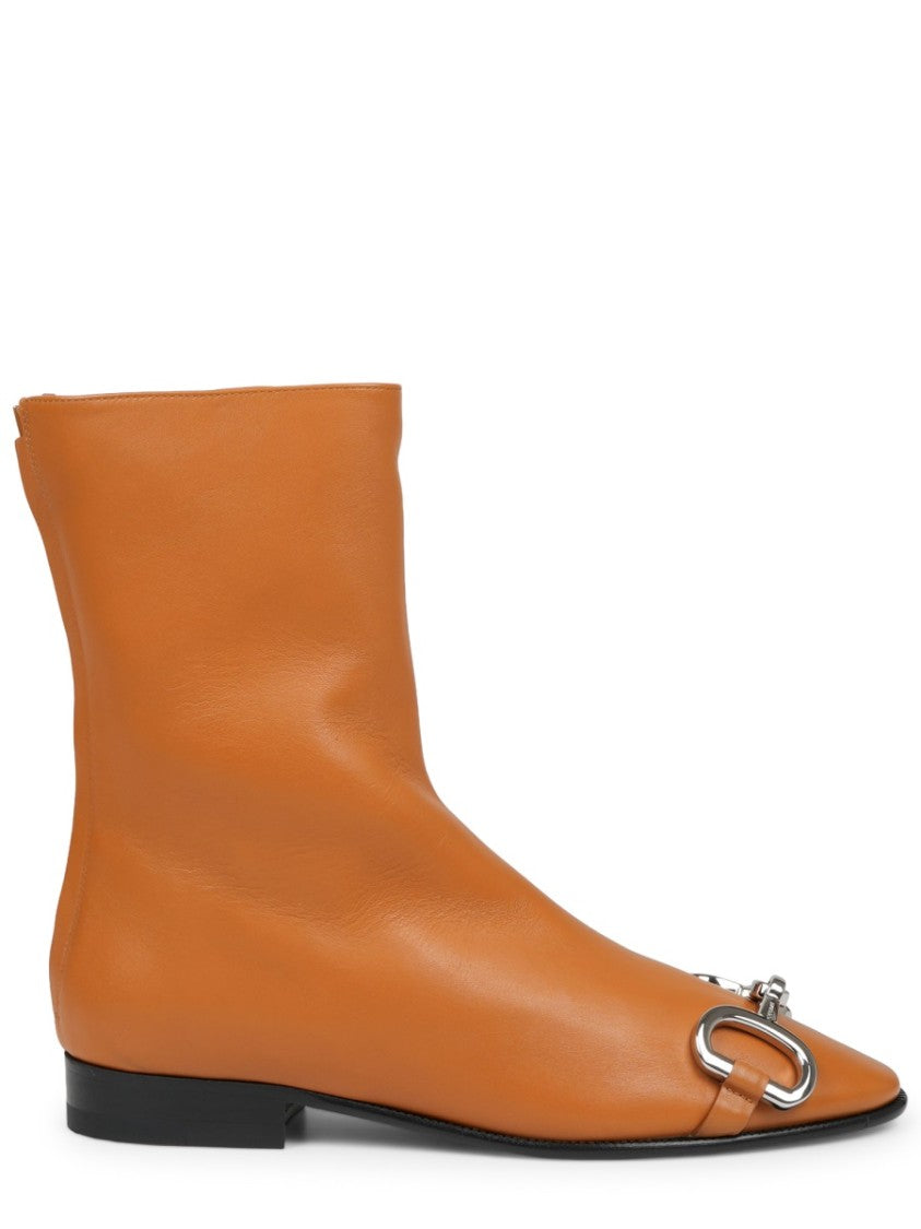 Celine Silver Detail Sleek Calf Leather Ankle Boots