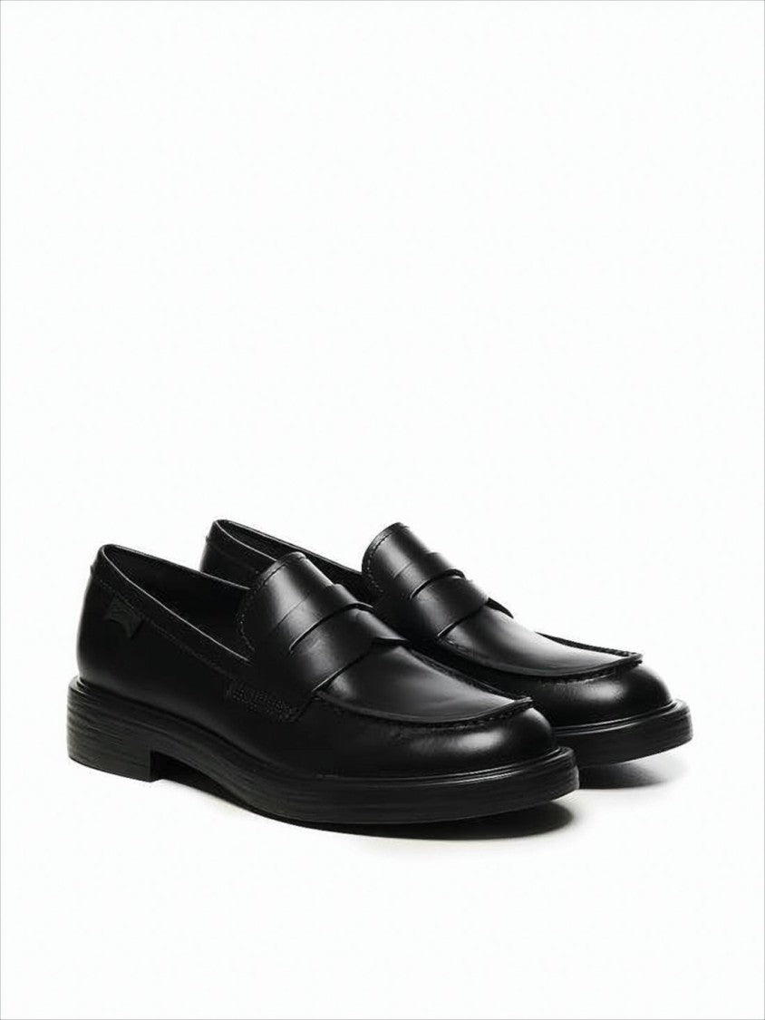 Camper Calf Leather Loafers With Penny Strap Detail