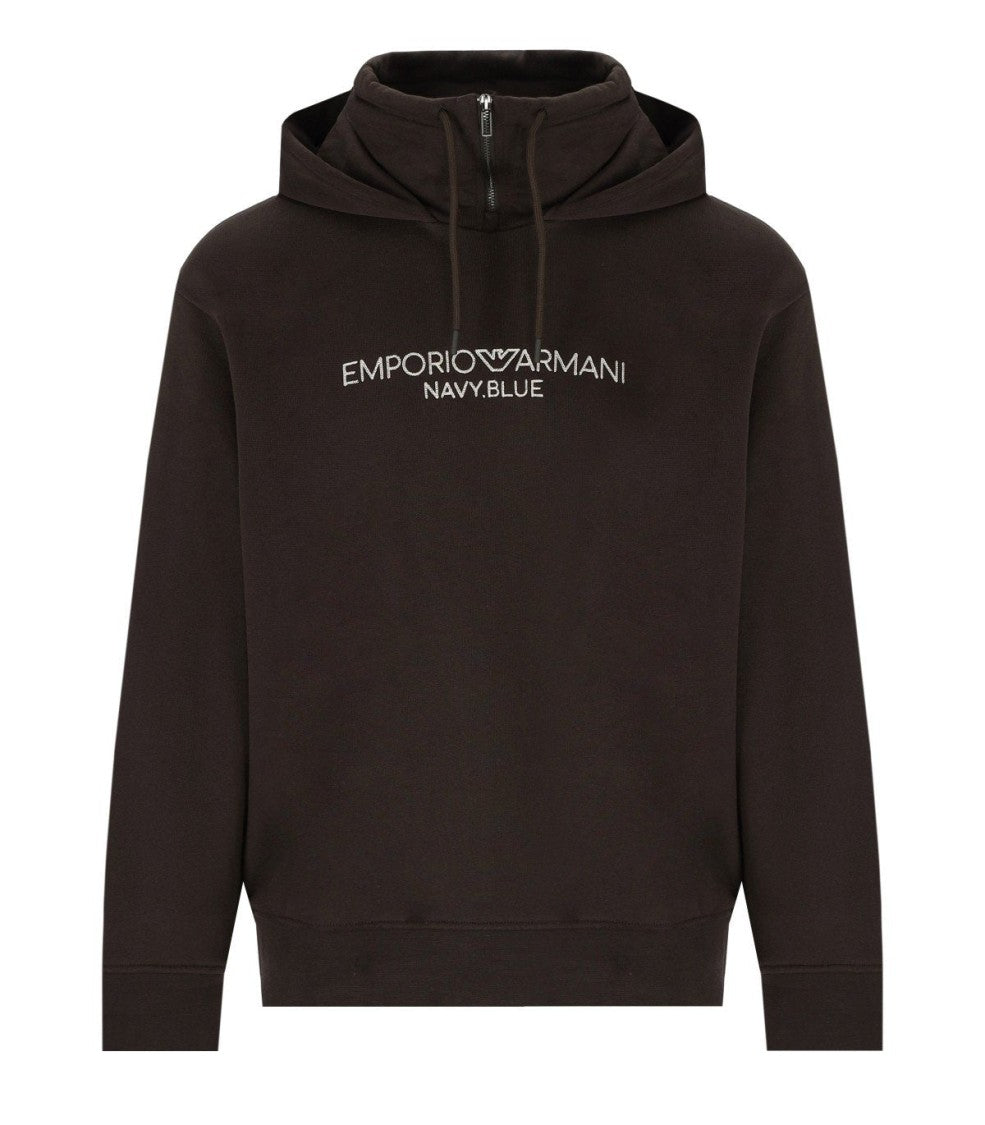 Emporio Armani Brown Logoed Hoodie