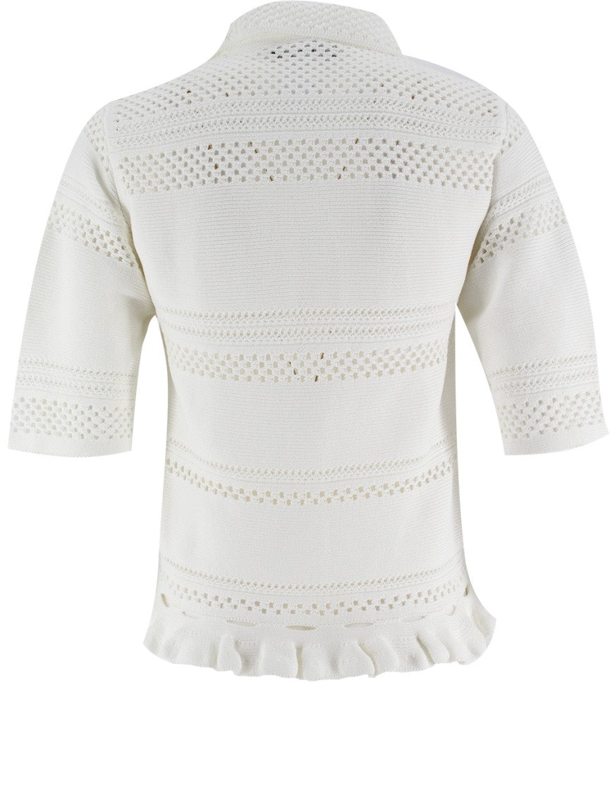 Fabiana Filippi Button-Detail Knit Sweater With Ruffled Hem