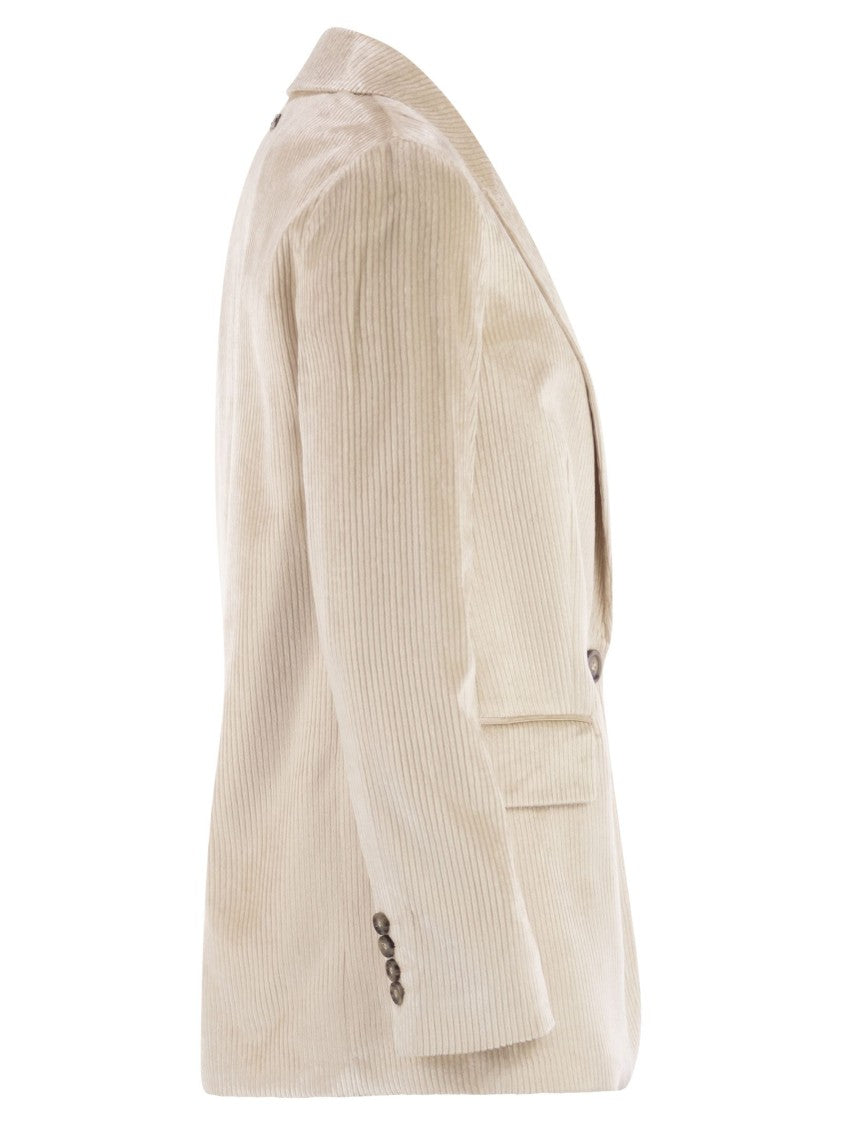 Peserico Velvet Blazer With Thousand Stripes