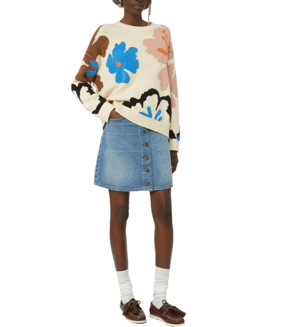 Max Mara Multicolor Floral Wkdcelebre Linen Sweater