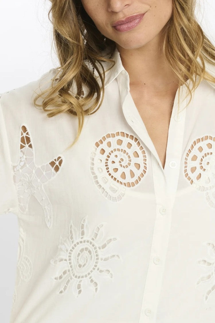 Miss June Kyle Shirt Cotton Openwork Embroidery