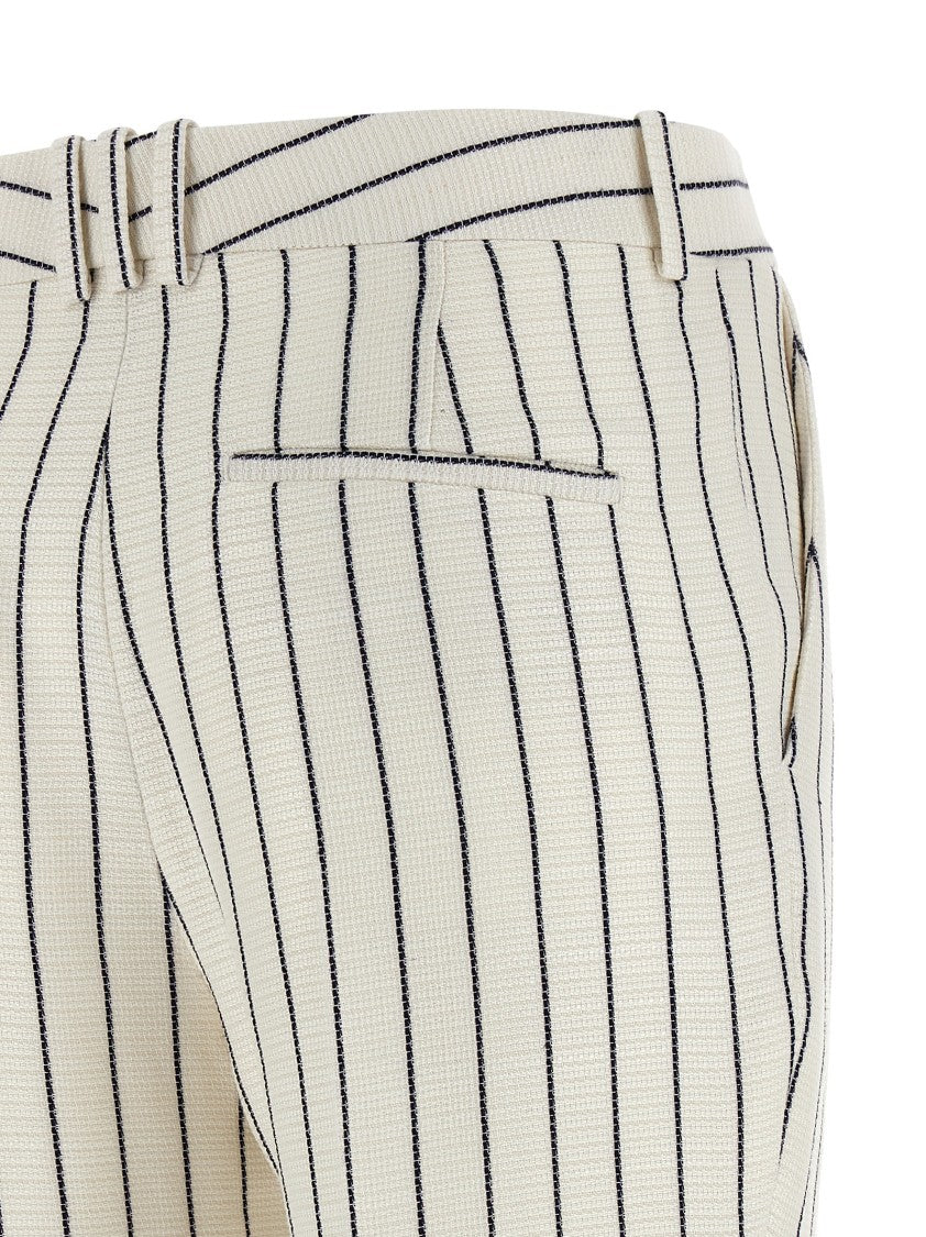 Balmain Vertical Striped Trousers With Pleated Design