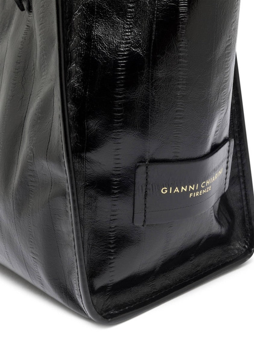 Gianni Chiarini Marcella Black Structured Glossy Tote
