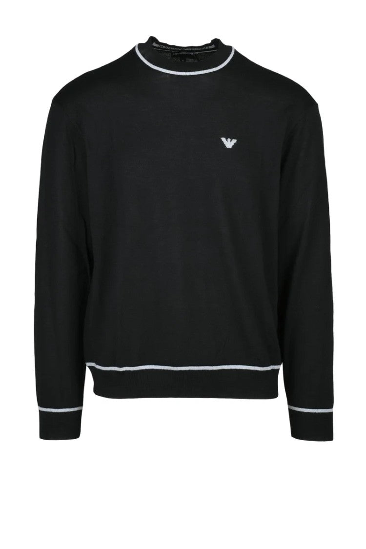 Emporio Armani Fine Knit Virgin Wool Sweater - Black