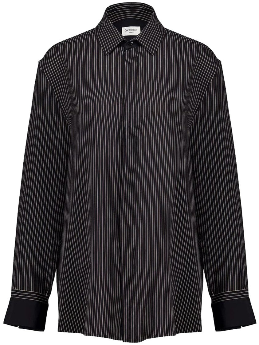 Saint Laurent Black Pinstripe Fabric Shirt