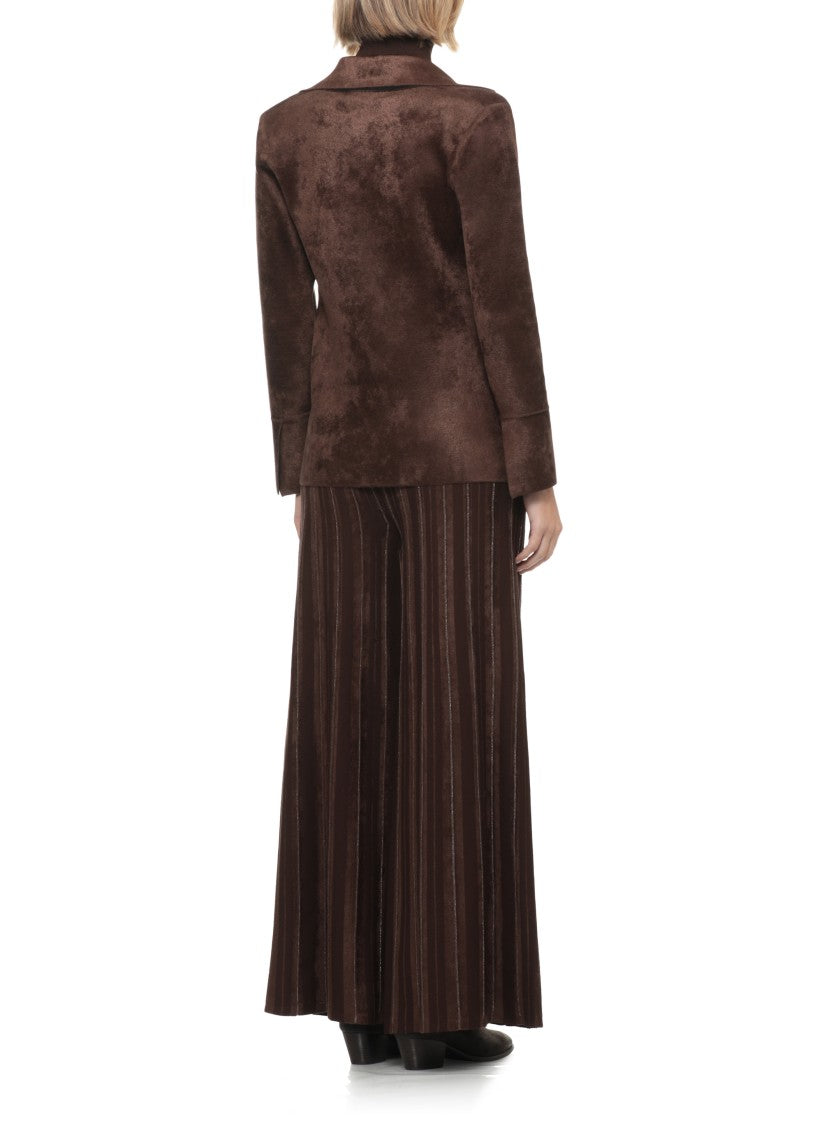D. Exterior Brown Wool-Blend Classic Blazer