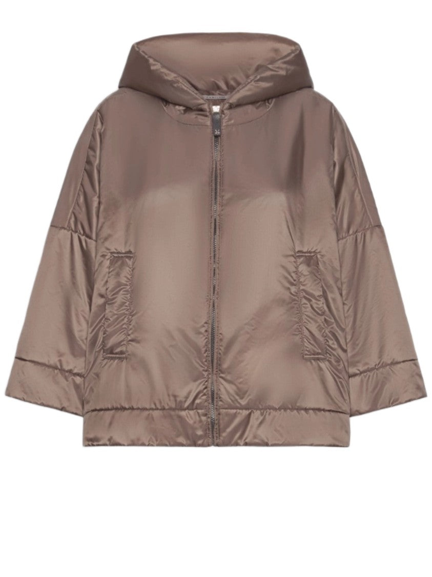 Max Mara Boxy Cropped Coat With Shiny Finish And Hood
