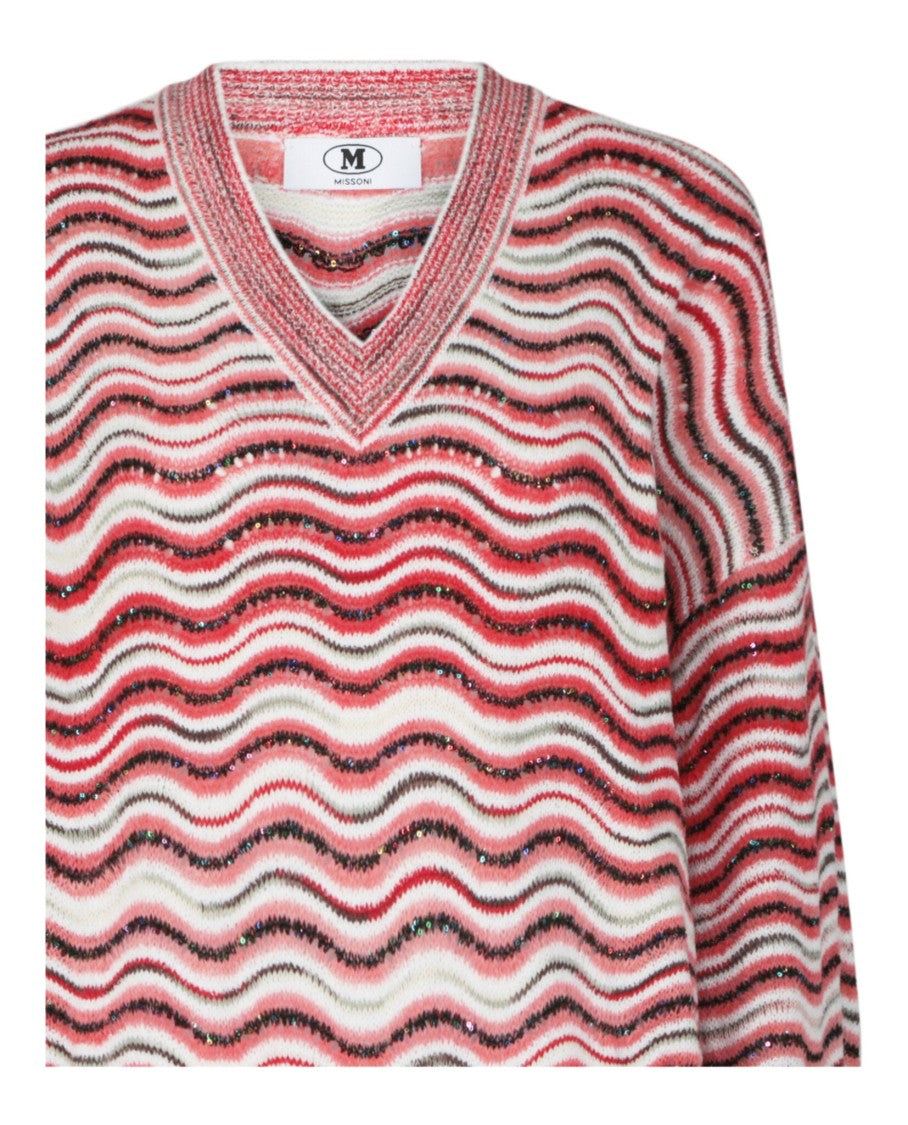M Missoni Sequin Striped Oversized Sweater